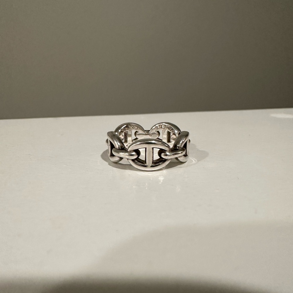 Authentic Hermes Chaine D'ancre Ring Silver 925